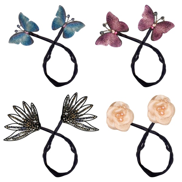 4 st/set Tidsbesparande för lång DIY Kvinnor Flickor Hårbulle Maker Rhinestone Lazy