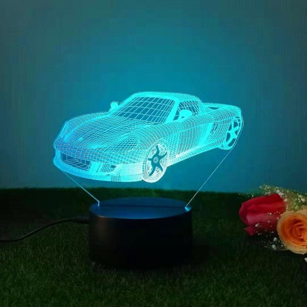 Wekity 3d Liten Nattljus Färg Touch Liten Bordslampa Kreativ present Tredimensionell Racing prydnad i akryl