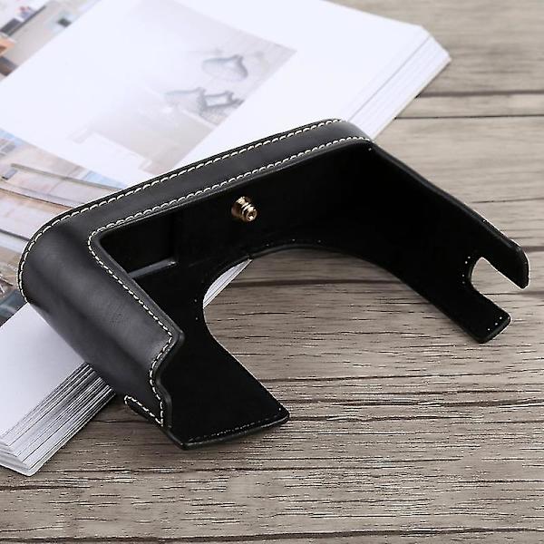 1/4 tommer gevind PU læder kamera halv etui base til Leica Q (typ 116) (sort)