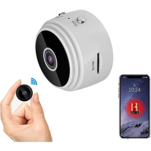 Wifi Mini skjult spionkamera Hd 1080p trådløst, minste bærbare kamera med automatisk nattsyn / bevegelsesdeteksjonsalarm (hvit)