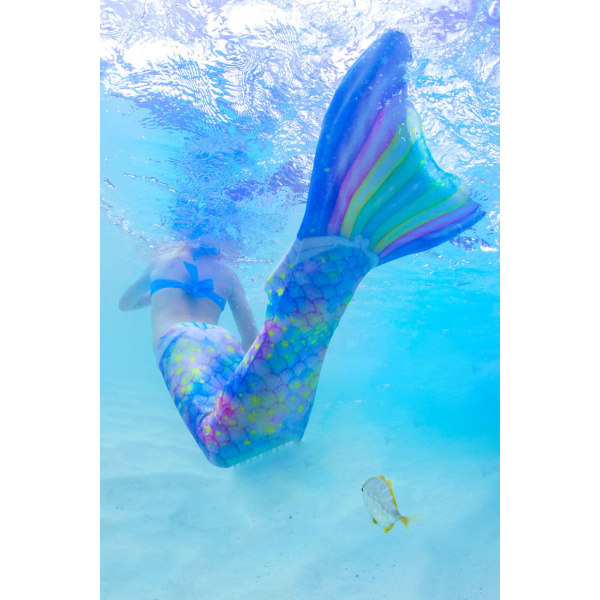 Slitesterk havfruehale for barn for svømming, Monofin inkludert colored bricks M