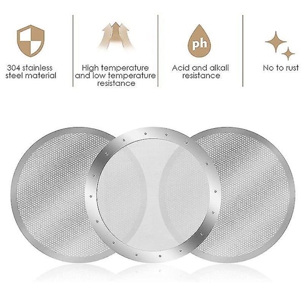 3 Pak Metal Kaffeefilter Mesh Kompatibel med Aeropress Kaffeemaskine, Sølv