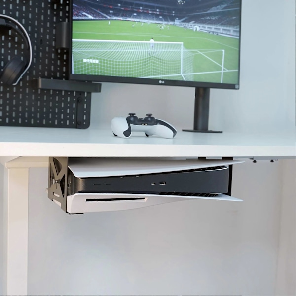 Monzlteck Under Desk-hållare för PS5, Stealth-fäste kompatibelt med Playstation 5 Disc & Digital Edition-konsol