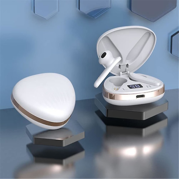 Chronus True Wireless Earbuds, Bluetooth 5.0 Hodetelefoner, trådløst ladeetui, støydempende, lang spilletid, for hjem, kontor, sport (hvit)