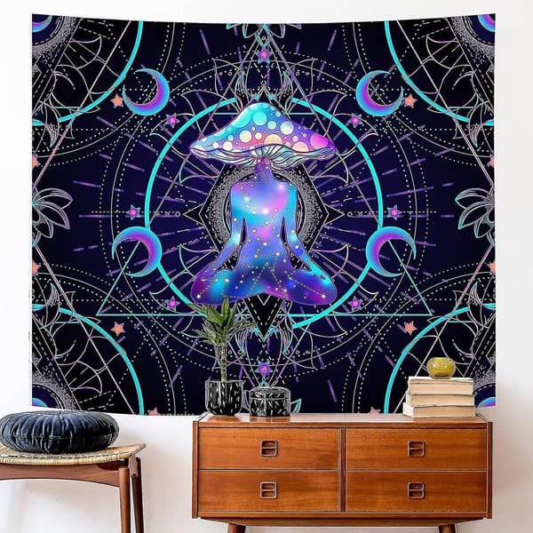 Wekity Trippy Tapestry Psykedelisk Väggbonad Svampar Chakra Väggfilt Dekor För Hem, Sovrum, Vardagsrum