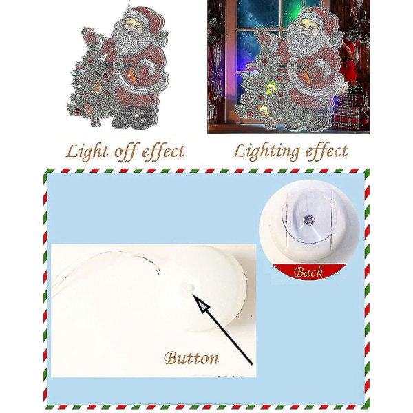 Christmas Fairy Lamp Vægmonteret Led Lampe, Diy Diamond Painted Neon Window Lamp, Med Sugekop batteri,