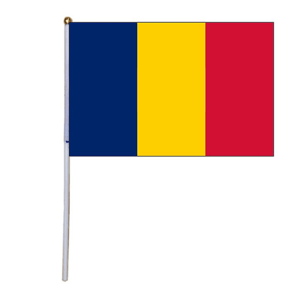 Gratis Pengiriman Xvggdg 100 Buah 14*21cm Bendera Nasional Bendera Tangan Chad Dengan Tiang Bendera Plastik Bendera Cetak Poliester