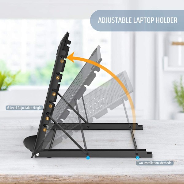 Bærbar computer stand tablet, foldbar bærbar ventileret skrivebordsstativ