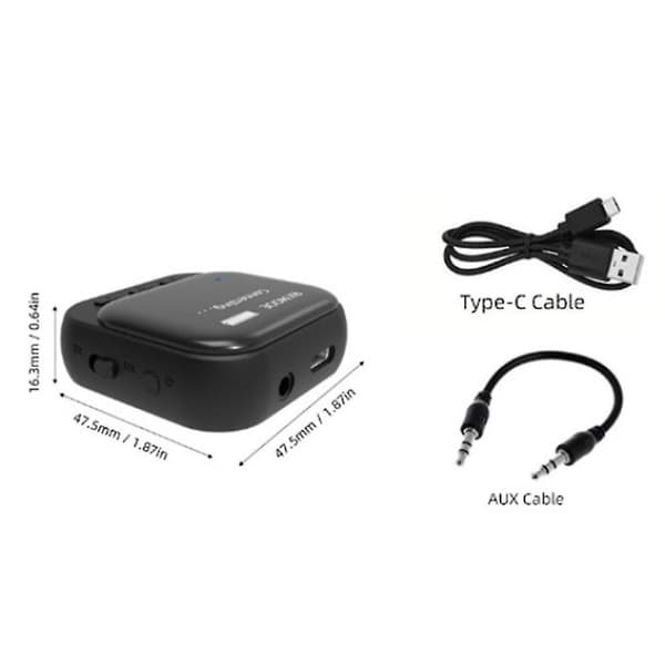 Bluetooth 5.2 Display Bluetooth-mottaker Bluetooth-sender Mottaker 2-i-1 3,5 mm Bil Bærbar Bluetooth-mottaker