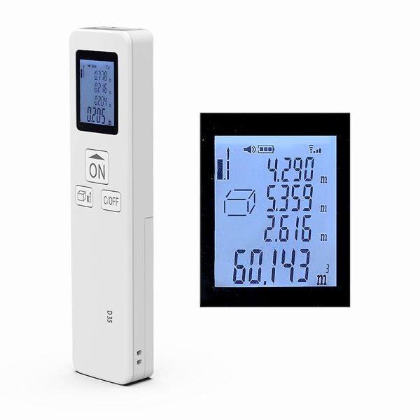 35m Lasermåler Lcd Digital Laseravstandsmåler Lommestørrelse Mini Avstandsmåler Avstand/Areal/Volum/Pythagoras Måleverktøy Enhetsendring Datapunkt