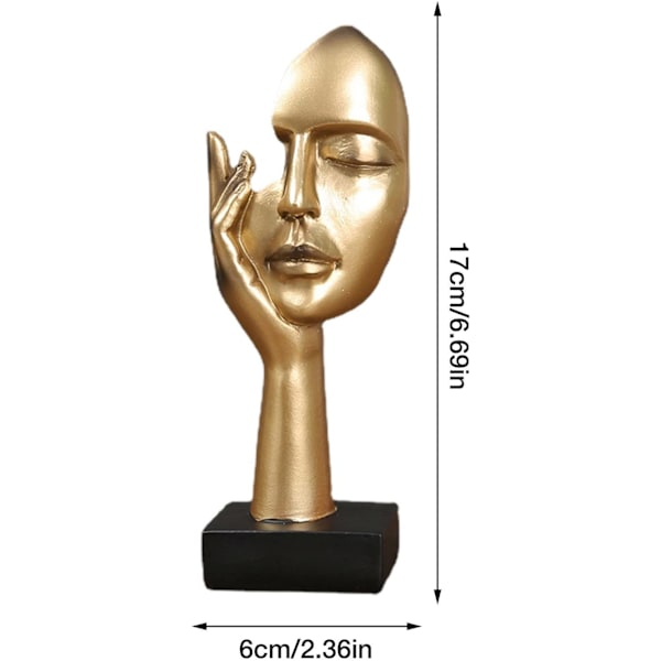 Tenkende Figur | Stille Gull Resin Skulptur Figur Borddekorasjon | Håndholdt Maske, Kreativ Tenker Figur, Personlig Statue Gold D section