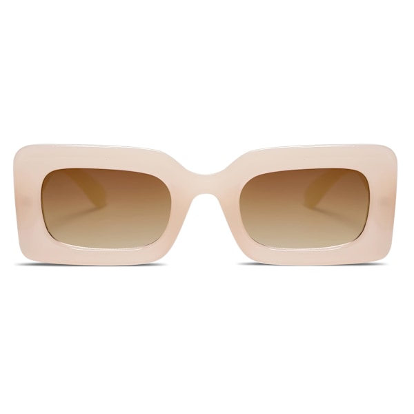 Retro 90-talets Nude Rektangulära Solglasögon För Kvinnor Trendiga Chunky Glasögon Pebble