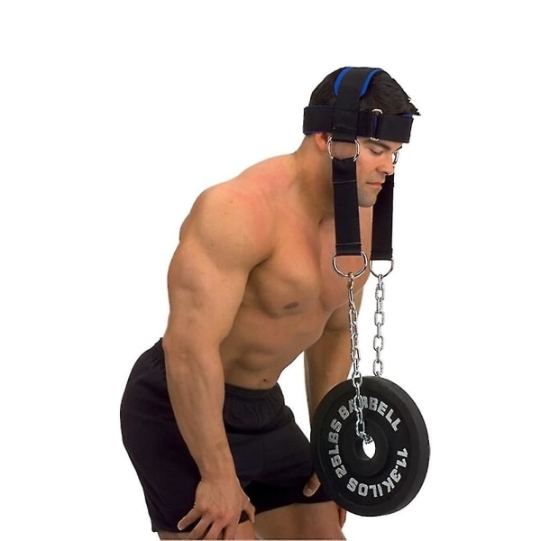 Hovedsele Strengh træningsstrop med kæde Justerbar nakke Power Træningsbælte Gym Fitness