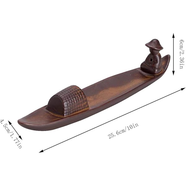 Røgelsebrænderholder, Moderne Røgelse Askefanger Røgelse Pindeholder, Bådformet Røgelsebrænder, Til Diske Meditationsrum Yoga Hjemmekontor (brun)