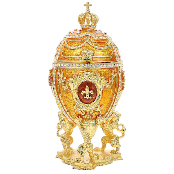 Ornamenter Gaver Påskeæg Antik Ring Æsker Ring Display Holder Hængslet Smykkeæske Faberge Æg Nipsgenstand Æske Påske Favor Æsker
