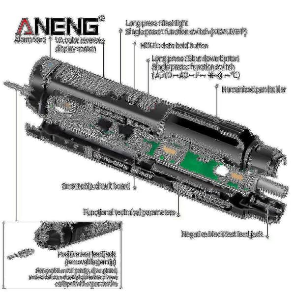 Aneng A3008 Digital 6000 Teller Intelligent Profesjonell Multimeter Sensor Pen Tester Strømmåler