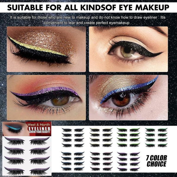 Violetit Ripset Eyeliner-Tarrat Liimaa Vailla Itsekiinnittyvät Hyytelönauhat Kihartavat TekoRipset