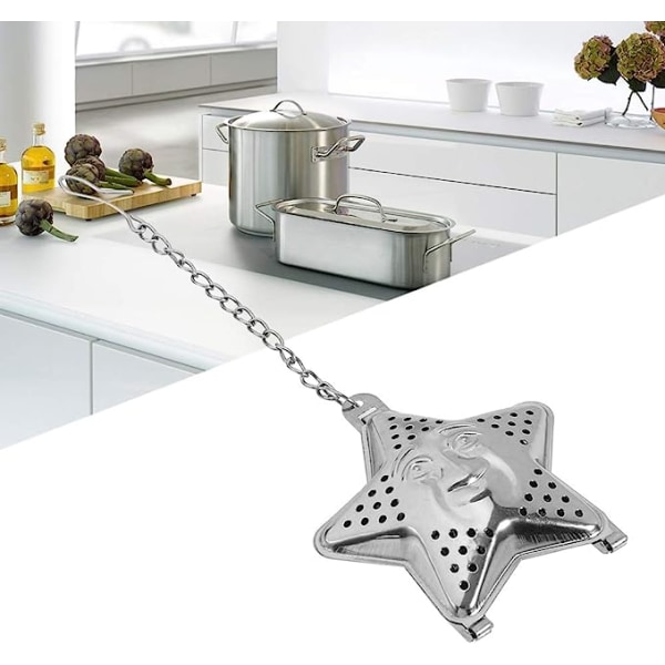 Te-infuser, rustfrit te-æg i rustfrit stål, si til løs te, sød rustfrit stål S