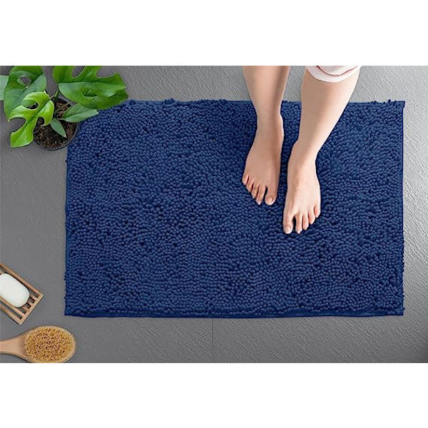 Sininen kylpyhuoneen matto, ylellinen kylpymatto - Ylimääräisen pehmeä ja pörröinen kylpyhuoneen matto, 1'' blue
