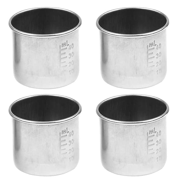 4 stk Risbeholder Begerglass Rustfritt Stål Kopper 40ml Målebeger