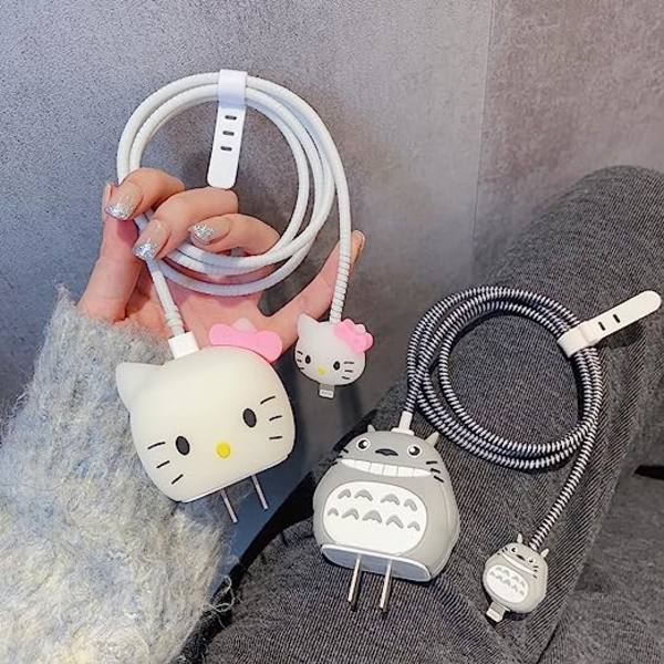 Söt tecknad snabbladdare skydd för Apple 18W 20W iPhone 14 13 12 hello kitty