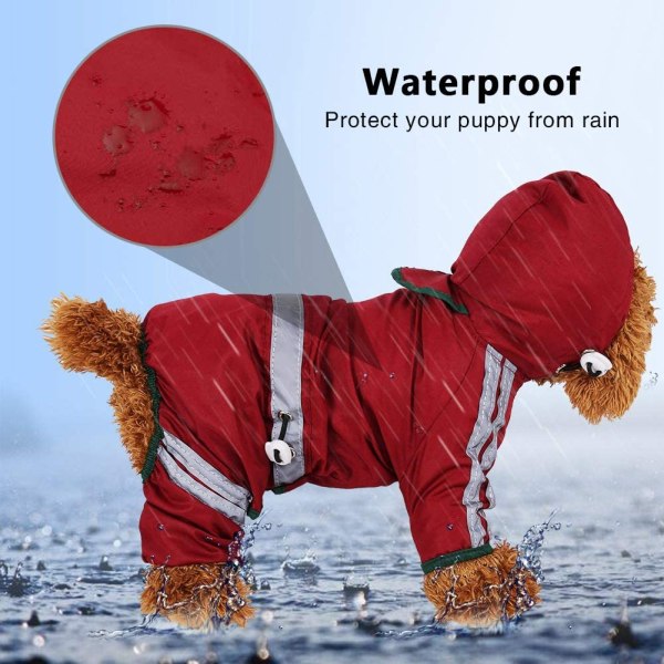 Vandtæt Hundejakke Regnfrakke med hætte til hvalpe Vandtæt klud