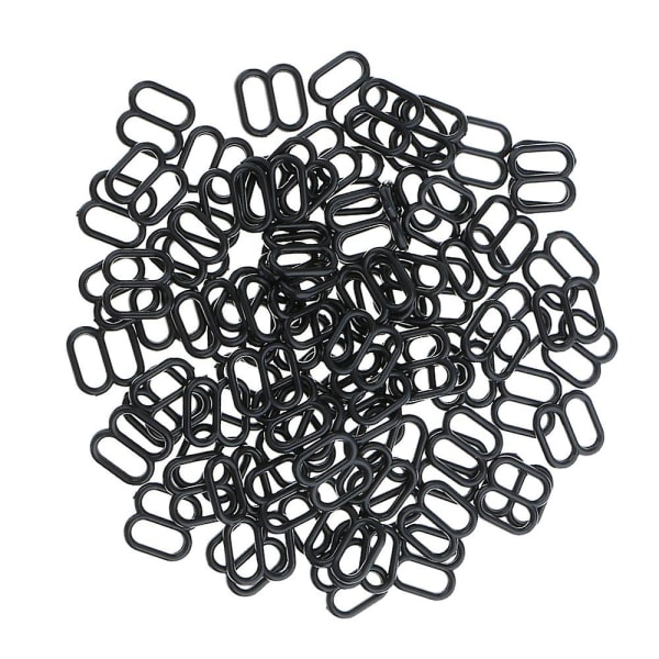100 stykker plast-bh undertøysrem klips krok skyvespenne 8 mm svart