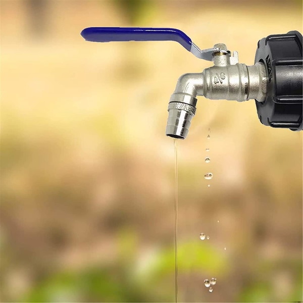 1000l Tankkran, Kran för IBC Regnvattenuppsamlare Tankadapter Kran, Mässingskran Tillverkad av PP Grovt Gänga 60 mm (blå 3/4\")