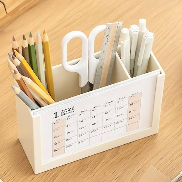 Kalender 2023 Skrivebordskalender Penneholder Desktop Organizer Skrivesaker Oppbevaring Business Office Desk