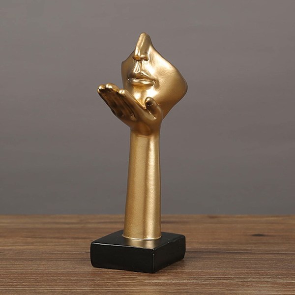 Tenkende Ansiktsdekke Statue, Stille Gull Resin Skulptur Figur Borddekor - Håndholdt Ansiktsdekke, Kreativ Tenker Statuer, Figur Gold E