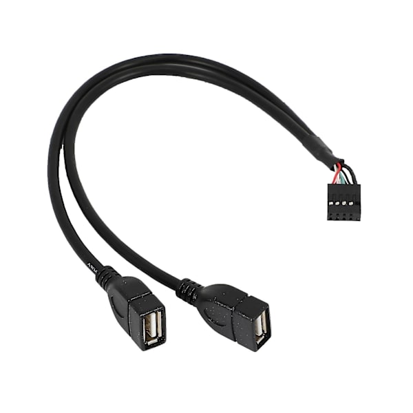 30cm 10-pin emolevy naar 2-poorts dubbele USB 2.0