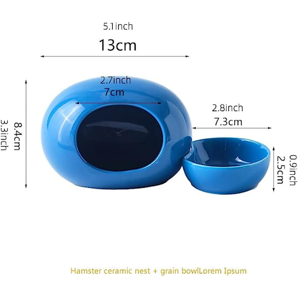 Keramiikkainen Hamsterin Talo ja Kulho, Hamsterin Tarvikkeet, Pieneläinten Asunnot Blue nest + grain bowl *1