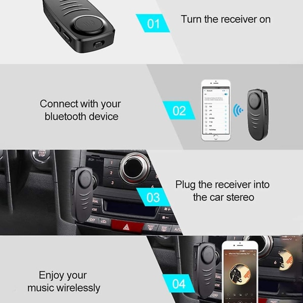 Trådlös handsfree samtalsadapter J19 Bil Bluetooth 5.0 Audio Receiver Converter Med Micro USB -kabel