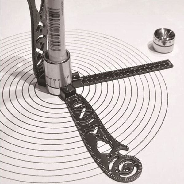 Multifunksjonelt tegneverktøy - Allsidig tegnebue - Magnetisk linjal - Vinkelmåler - Kombinasjon og minikompass for notatblokkdesignere - Kunstnere - Arkitekter - Studenter