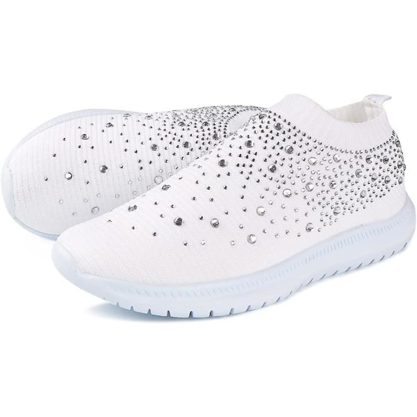 Kristall Andningsbara Ortopediska Slip On Walking Skor för damer, Ultralätta Andningsbara Arch Support Sneakers, 41