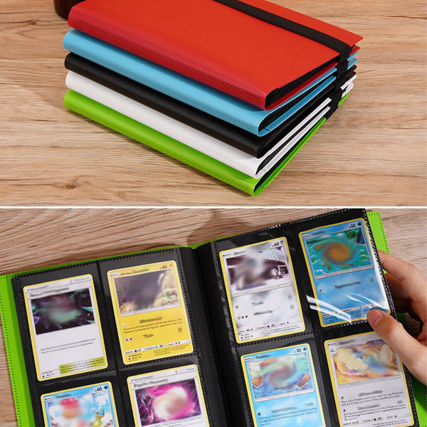 Bestsalecard Opbevaringsbog Kort Album Mappe, 9 Slots, 360 Side Loading Pocket Folder Red Nine squares