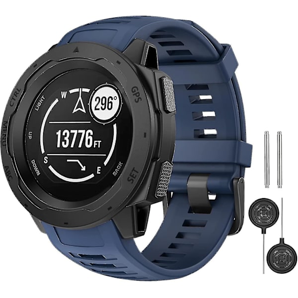 Kompatibel med Garmin Instinct-rem, blød silikone-erstatningsurrem til Garmin Instinct/Solar/Tactical-farve: navyblå-farve: navyblå