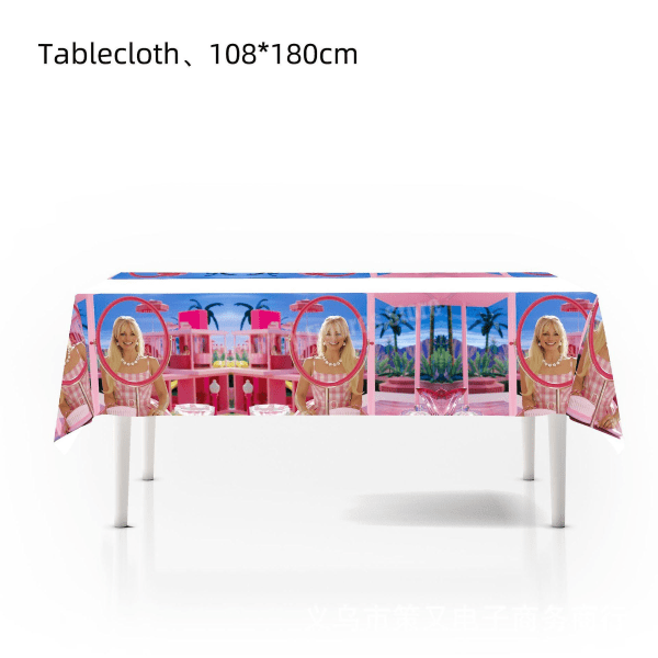 Ny film Barbie fødselsdagsfest dekorationer pink tema figurer ballon sæt baggrund papir tallerken tissue bordservice tilbehør Tablecloth 1pcs