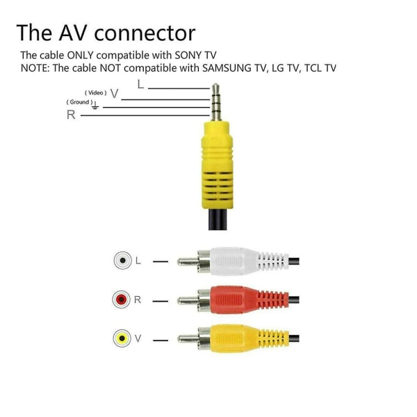 Ersättningskabel för Sony TV Video AV-komponent, 3 RCA till 3,5 mm AV-ingångsadapter