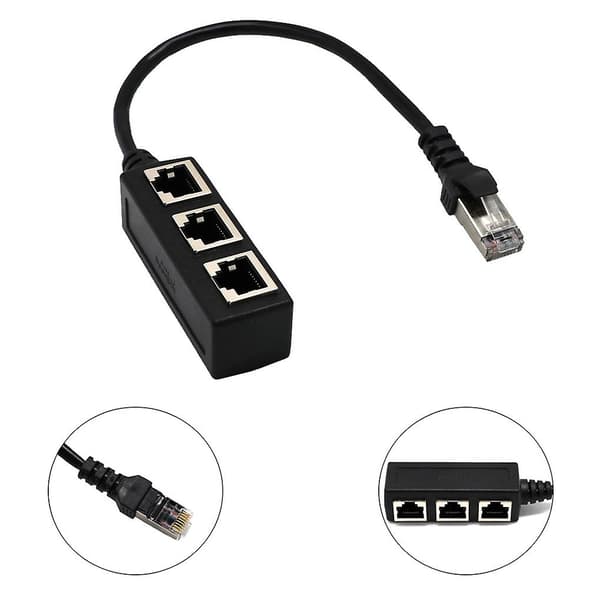 Splitter 1 han til 3 hun RJ45 netværkskabeladapter