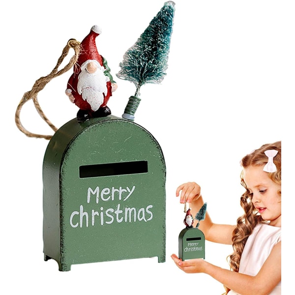 Santa-kortstativ - Rustikk konvoluttboks i metall for hjemmedekor, lite kortstativ for kortkonvolutter, bursdag, avslutningsfest