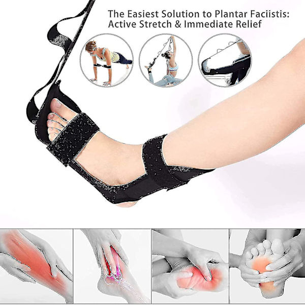 Yoga Stretchband, Fotledsligamentsträckare med Slingor, Ligamentsträckband, Fitnessbenssträckare för Plantar Fasciit, Fotsträckhjälp
