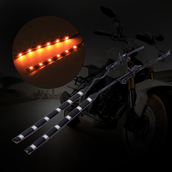 2x 6LED 5050 SMD Motorsykkel LED-stripe Blinklys Indikator Blinklys Lys Amber