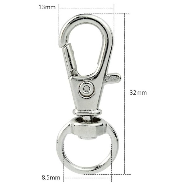 50 stk Swivel Clasps Lanyard Snap, metall Swivel Lanyard Snap Lobster Claw Clasp Sølv