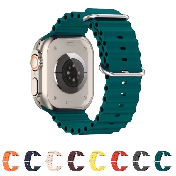 Ocean-ranneke Apple Watch -rannekkeelle 49mm 45mm 44mm 40mm 41mm 42mm 38mm Silikoni Correa Rannekoru Yellow