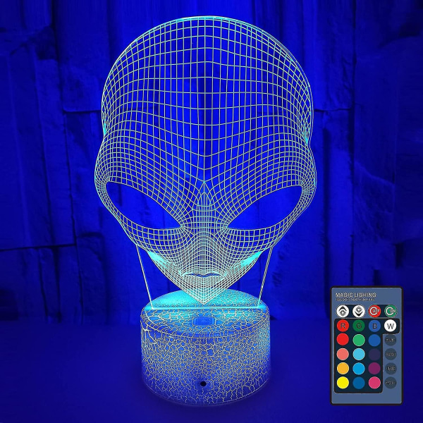 Alien 3d nattlampor för barn, 7 färger + 16 färger Skiftande dimbara utomjordiska leksaker med smart touch och fjärrkontroll, bästa julklappar för födelsedag