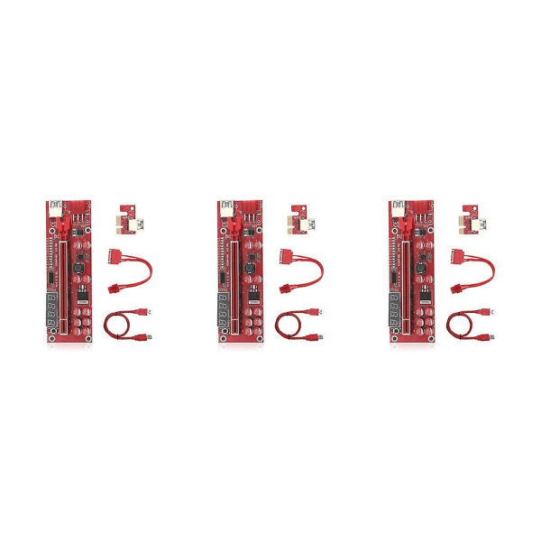 1/2/3 Pci-e 1x To 16x Adapter Board Led Indicator Extender Card