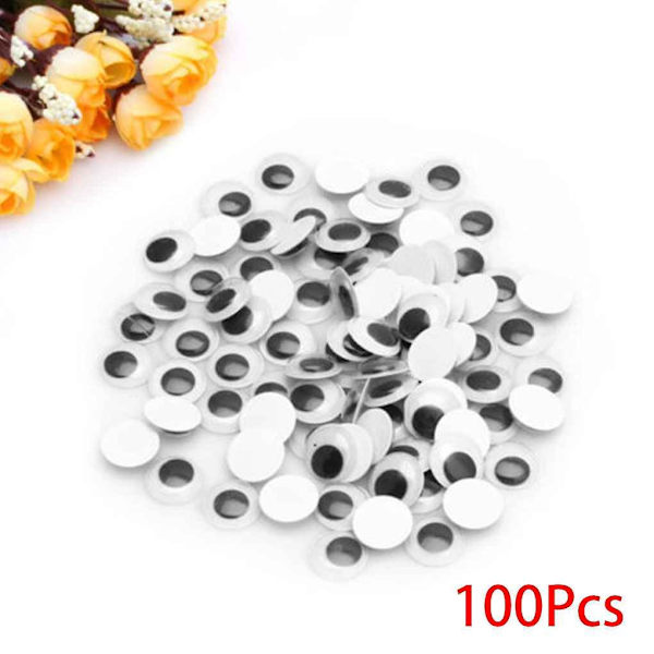 100 st Mix Svart Vit Färg Ögonfransar Wiggly Wobbly Googly Dockögon