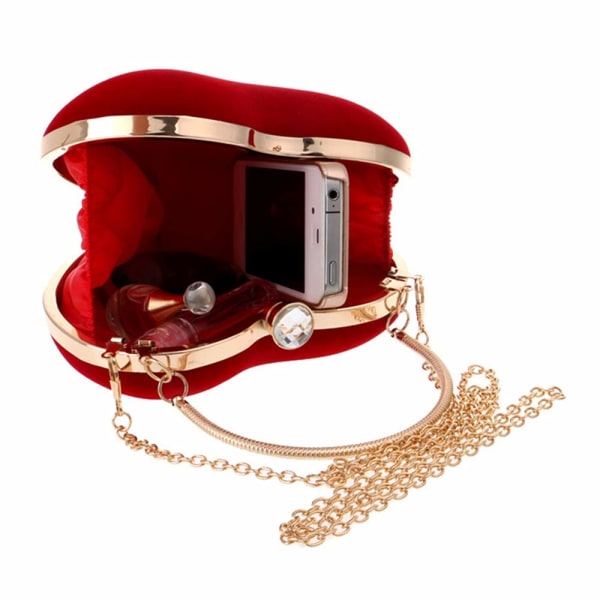 Sydämenmuotoinen käsilaukku naisen muoti meikkilaukku iltalaukku clutch laukku käsilaukku tyylikäs kuuma (punainen)