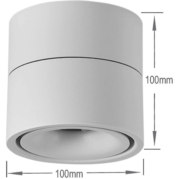 12W LED Loftlampe med Justerbar Lampelegeme Vinkel, LED 10x10x10cm (hvid-4000k)